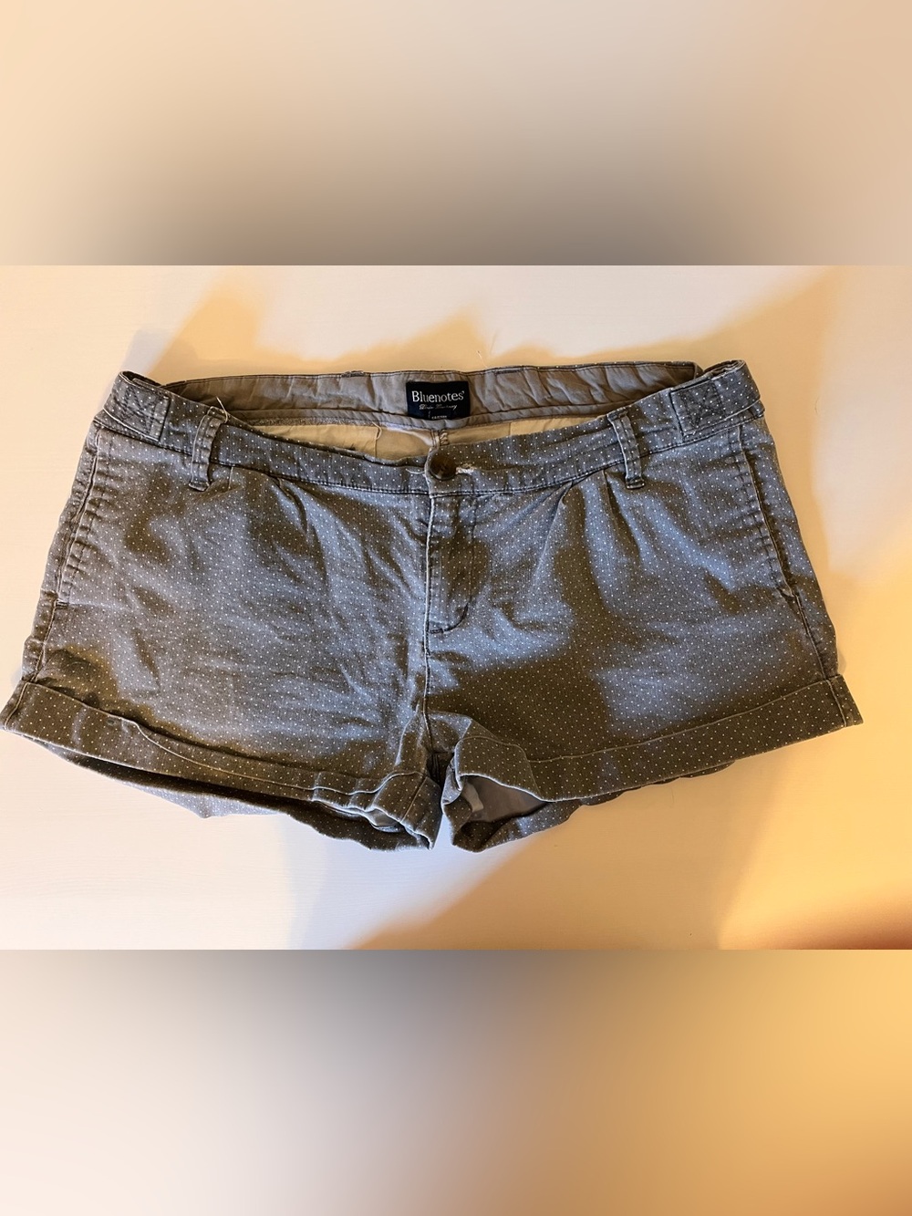 Bluenotes Women's Gray Dot Cuffed Cotton Shorts
